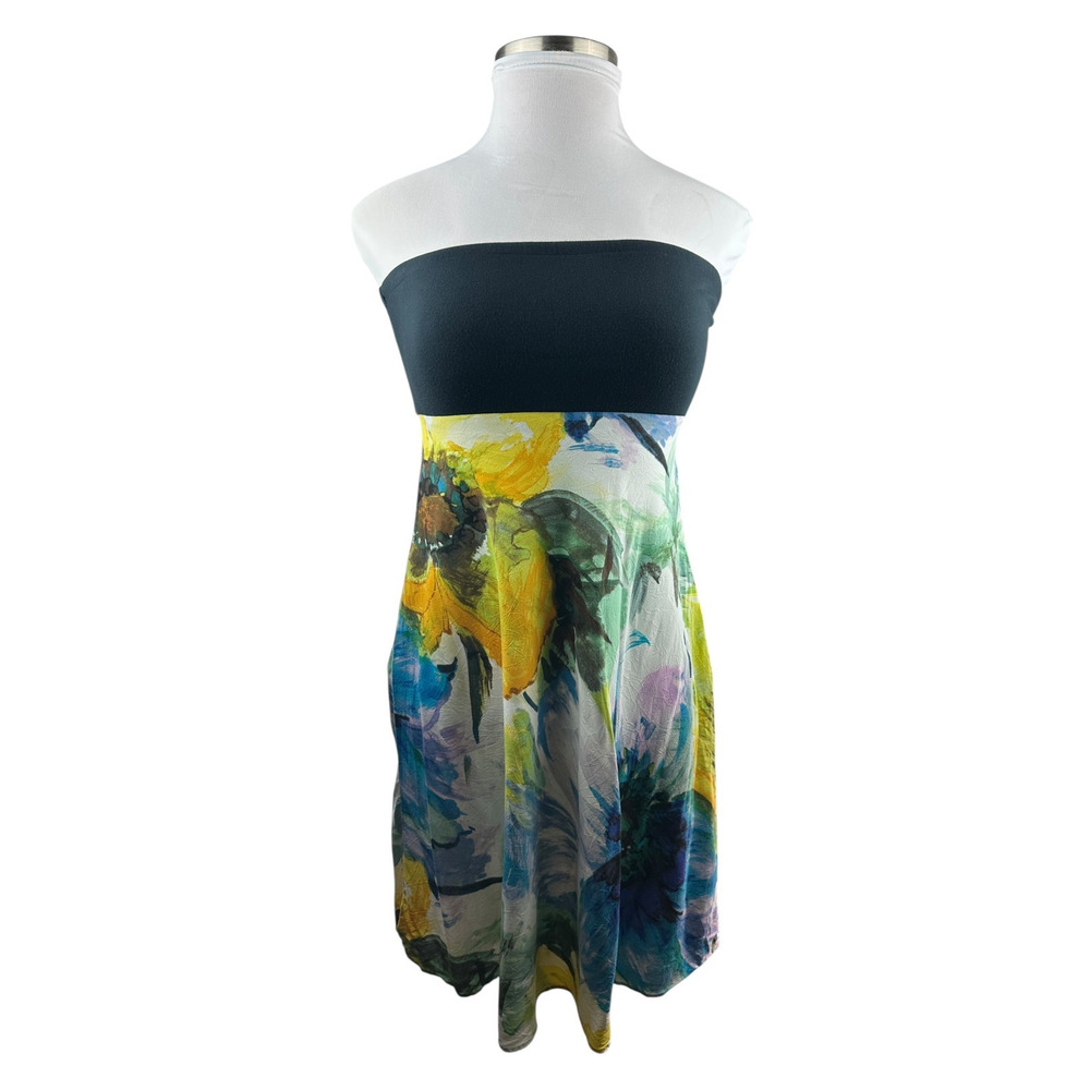 Jams World Strapless Tube Mini Dress Watercolor Size Large Art to Wear Beachy - Picture 2 of 14